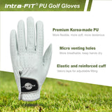 Intra-FIT Golf Glove Men's Left Hand PU Gloves, All Weather, Pack of 1, Rain Grip Flexible Durable Soft
