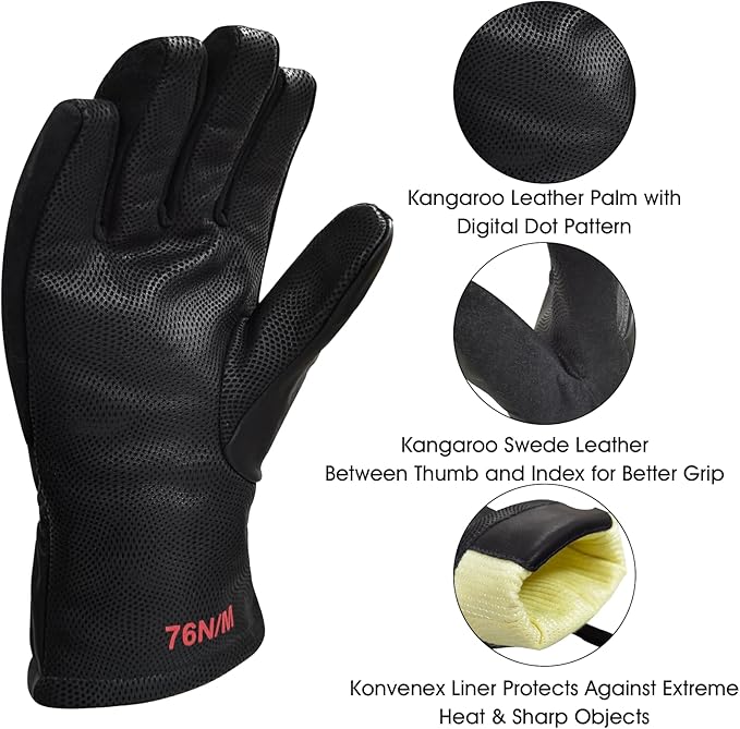 Intra-FIT Structural NFPA 1971 Fire Fighter Glove,Kangaroo Leather,3D Curved Fingers, Heat Resistance, Flame Resistance, Fire-Fighting Gloves
