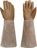 Intra-FIT Leather Gardening Gloves – Goatskin Palm & Cowhide Cuff, Thorn-Resistant Long Garden Work Gloves