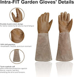 Intra-FIT Leather Gardening Gloves – Goatskin Palm & Cowhide Cuff, Thorn-Resistant Long Garden Work Gloves