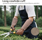 Intra-FIT Leather Gardening Gloves – Goatskin Palm & Cowhide Cuff, Thorn-Resistant Long Garden Work Gloves