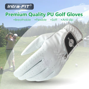 Intra-FIT Golf Glove Men's Left Hand PU Gloves, All Weather, Pack of 1, Rain Grip Flexible Durable Soft