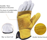 Intra-FIT Rappelling Leather Gloves,Durable Cowhide&Goatskin Rope Gloves,Water-Resistance, Perfect for Belay/Climbing