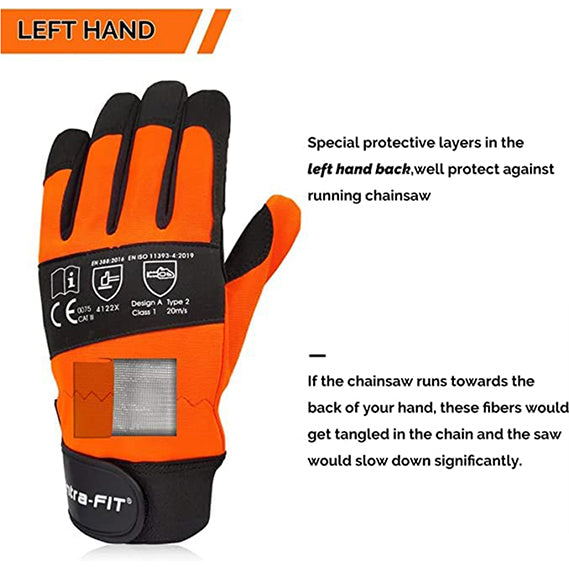EN ISO 11393-4 2019 CLASS 0 Chainsaw Safety Gloves For Wood